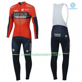 Maillot Cyclisme Hiver + Collant à Bretelles 2018 Bahrain Merida Femme N001